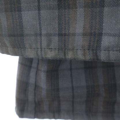 Hermes Hooded Batting Check Coat Jacket Gray