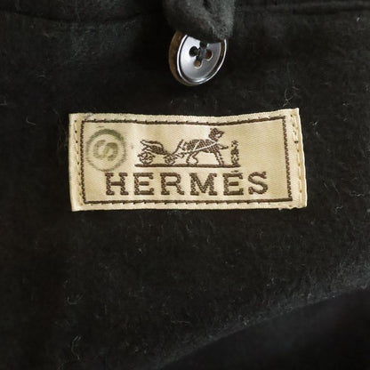 Hermes Hooded Batting Check Coat Jacket Gray