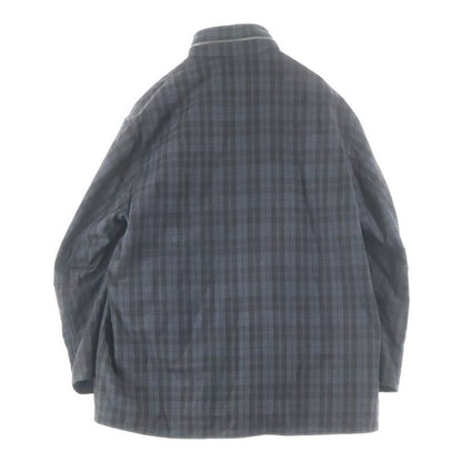 Hermes Hooded Batting Check Coat Jacket Gray