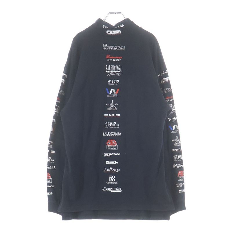 Balenciaga Multi Logo Turtle Neck Long Sleeve Tee Shirt
