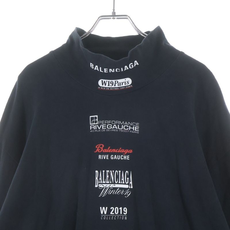 Balenciaga Multi Logo Turtle Neck Long Sleeve Tee Shirt