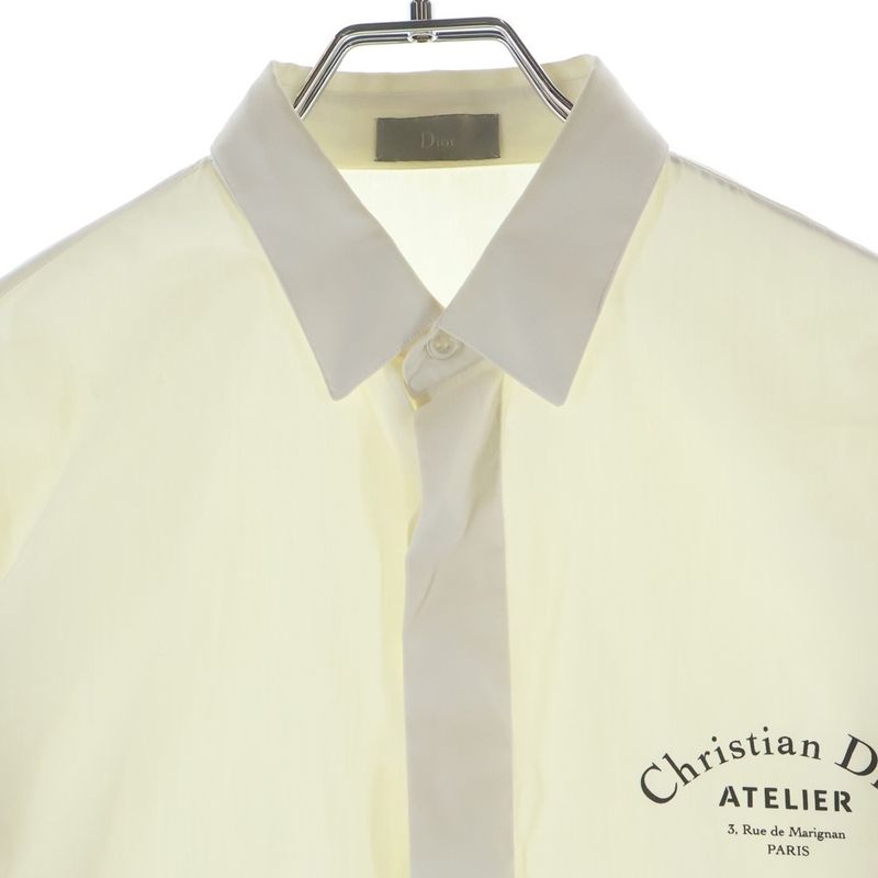 Dior Front Logo Long Sleeve Shirt White