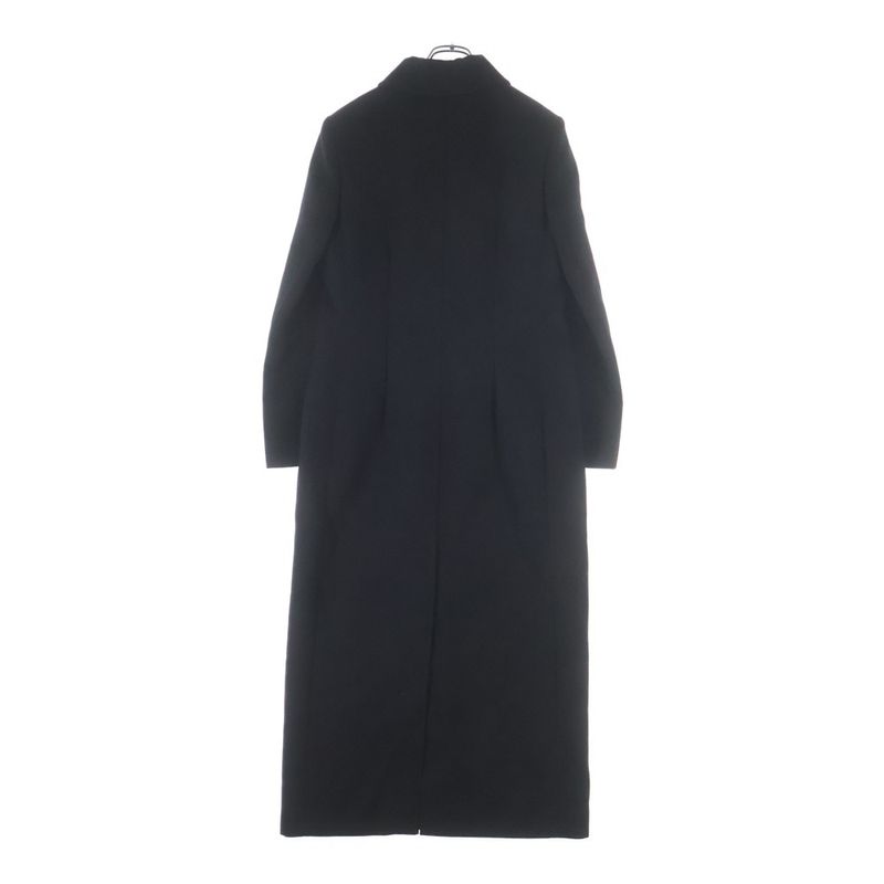Hermes Manteau Tailleur Extra Long Button Wool Stainless Steel Coat Long Coat Black