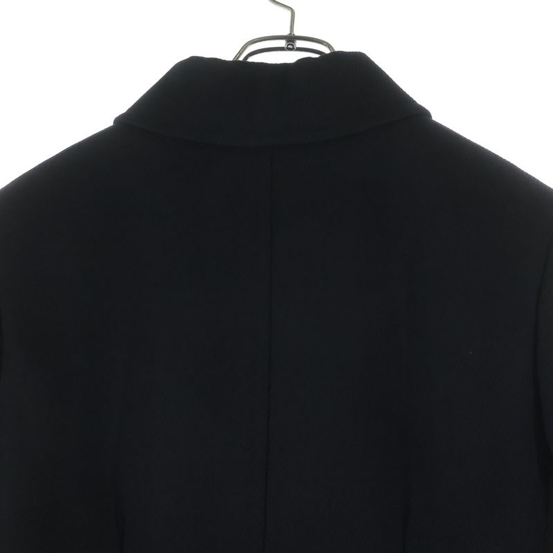 Hermes Manteau Tailleur Extra Long Button Wool Stainless Steel Coat Long Coat Black
