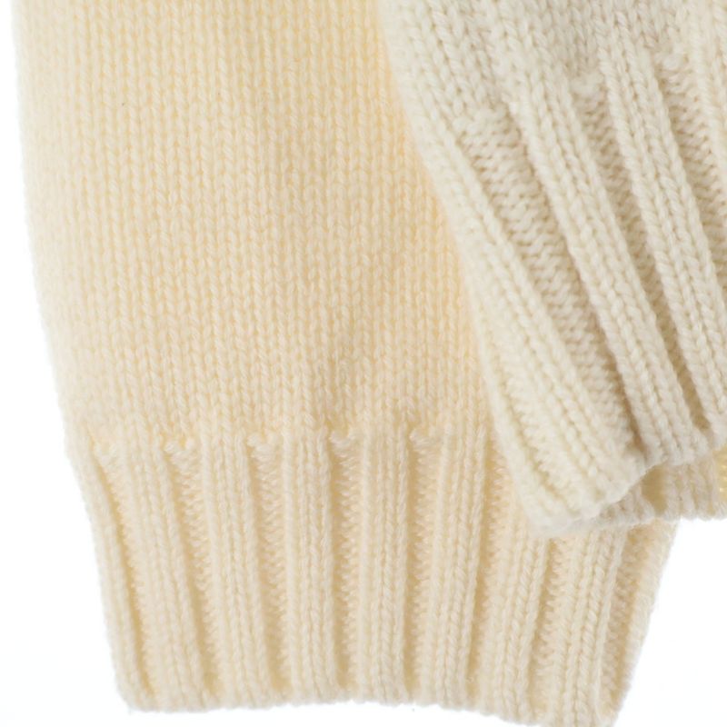 Fendi Art Embroidery Mock Neck Wool Long Sleeve Knit Sweater Ivory