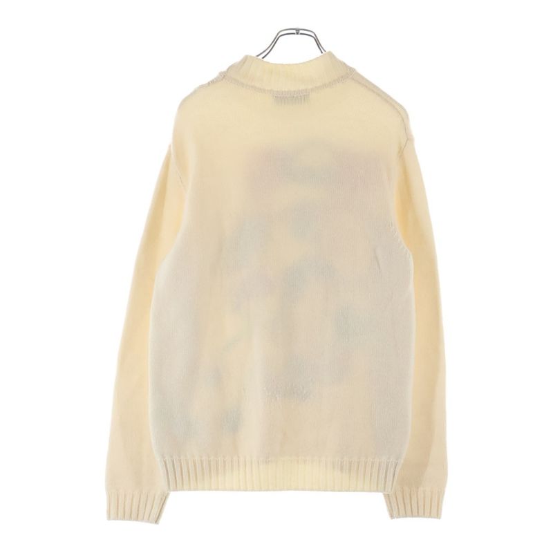 Fendi Art Embroidery Mock Neck Wool Long Sleeve Knit Sweater Ivory