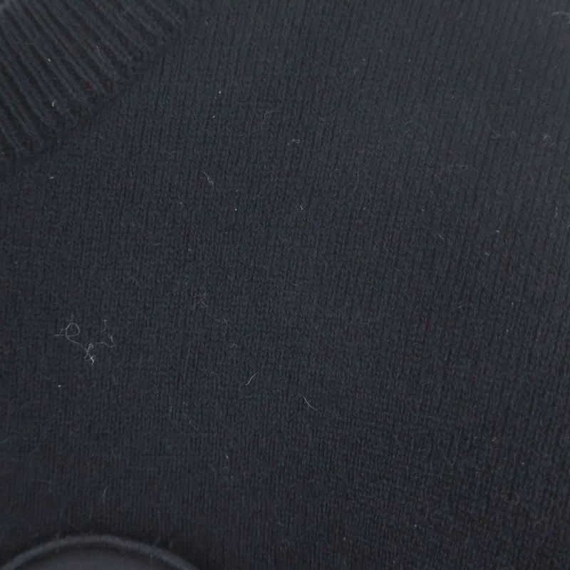 Chanel CC Logo Cashmere Knit Black Flat