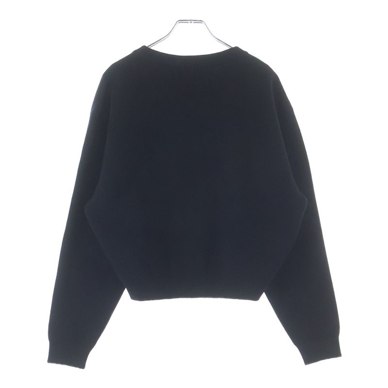 Chanel CC Logo Cashmere Knit Black Flat