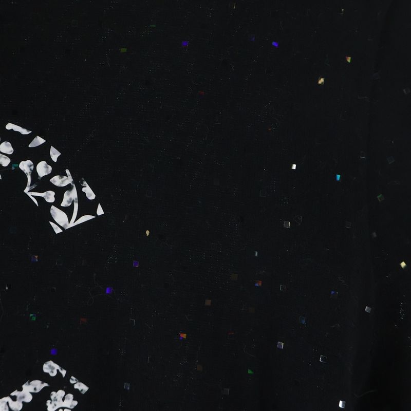 Chanel CC Logo Lame Top Short Sleeve Dress Cotton Black