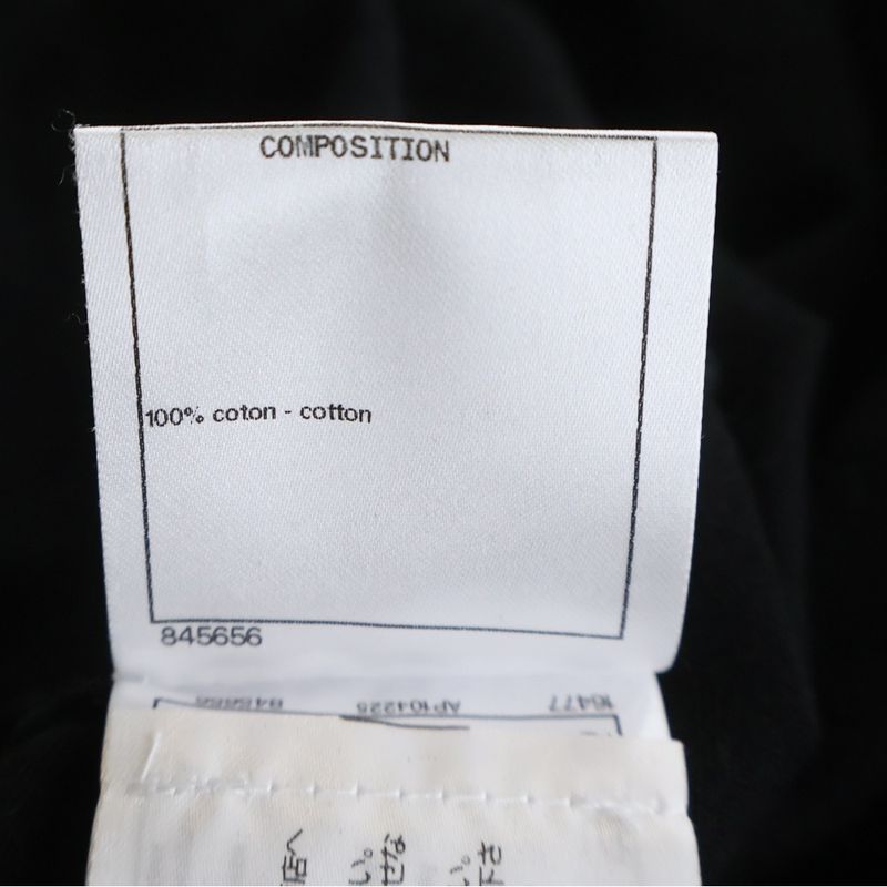 Chanel CC Logo Lame Top Short Sleeve Dress Cotton Black