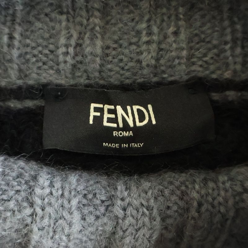 Fendi Striped Turtleneck Mohair Knit Sweater Border