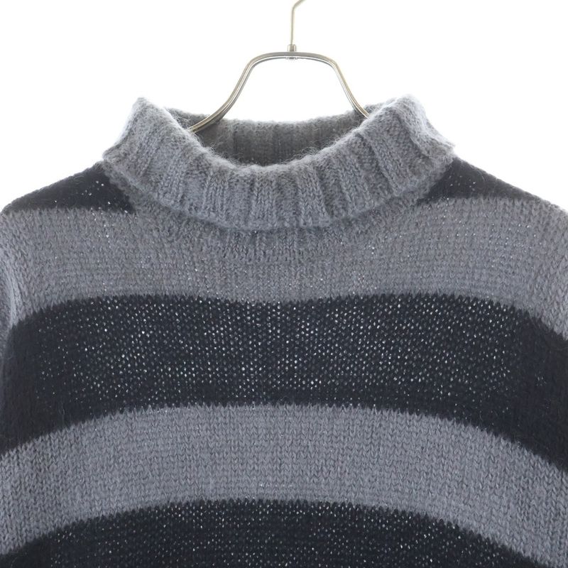 Fendi Striped Turtleneck Mohair Knit Sweater Border
