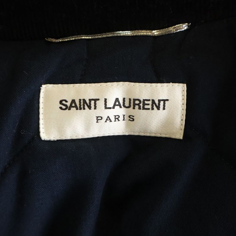 Saint Laurent Paris Front Embroidery Corduroy Stadium Jumper Varsity Jacket