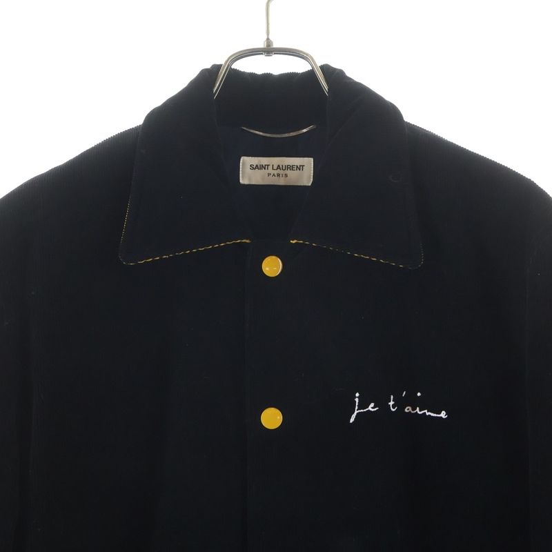 Saint Laurent Paris Front Embroidery Corduroy Stadium Jumper Varsity Jacket