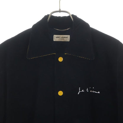 Saint Laurent Paris Front Embroidery Corduroy Stadium Jumper Varsity Jacket