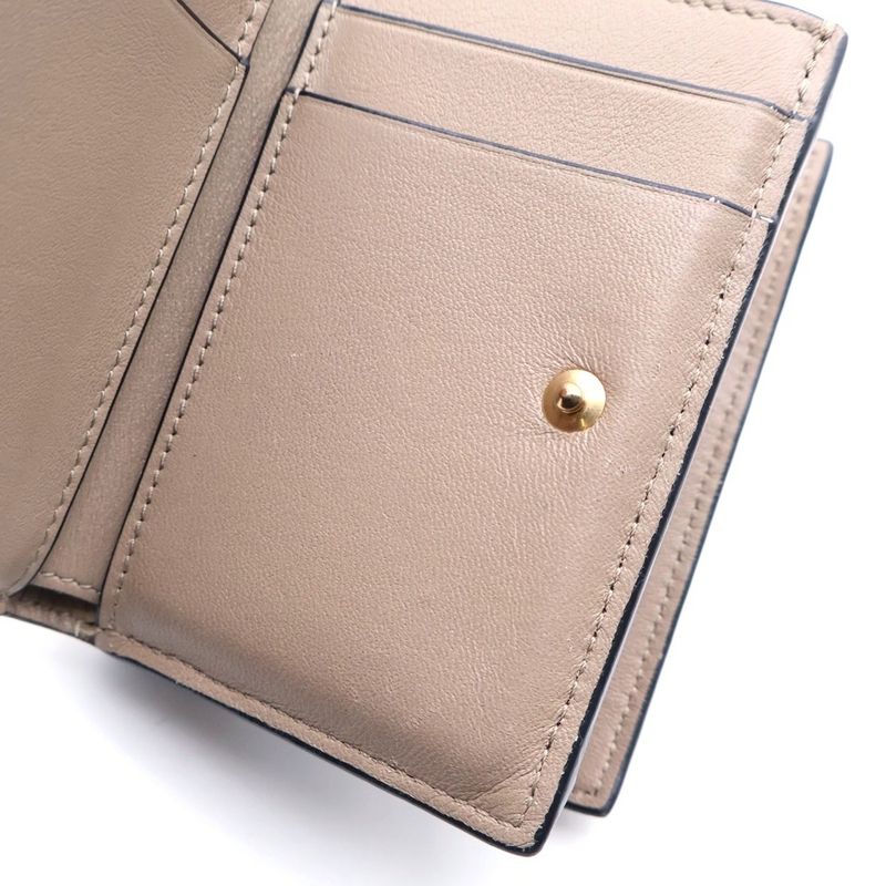 Loewe Trifold Anagram Leather Compact Wallet Brown