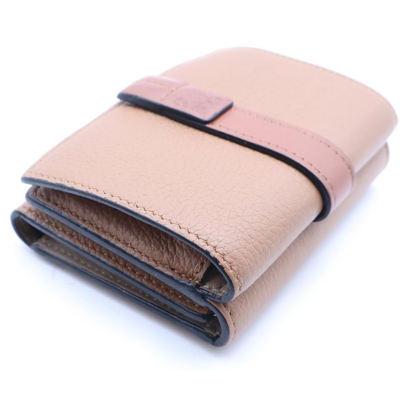 Loewe Trifold Anagram Leather Compact Wallet Brown