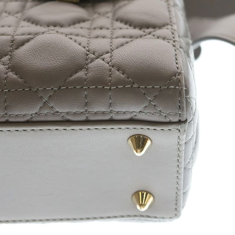 Dior My Cannage 2-Way Shoulder Bag Gray Lambskin