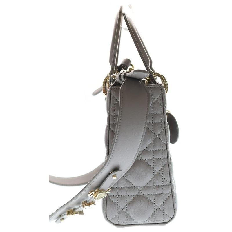Dior My Cannage 2-Way Shoulder Bag Gray Lambskin