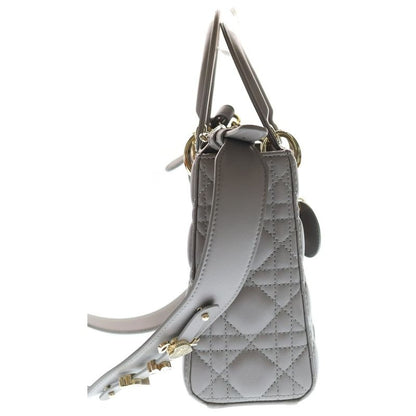 Dior My Cannage 2-Way Shoulder Bag Gray Lambskin