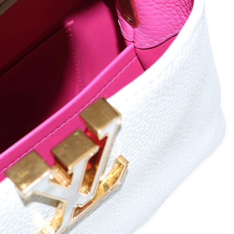 Louis Vuitton Capucines Mini Shoulder Bag White Pink
