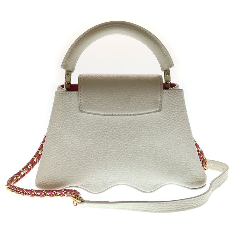 Louis Vuitton Capucines Mini Shoulder Bag White Pink