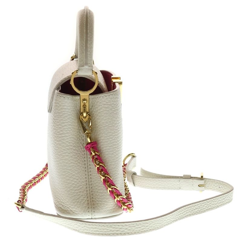 Louis Vuitton Capucines Mini Shoulder Bag White Pink