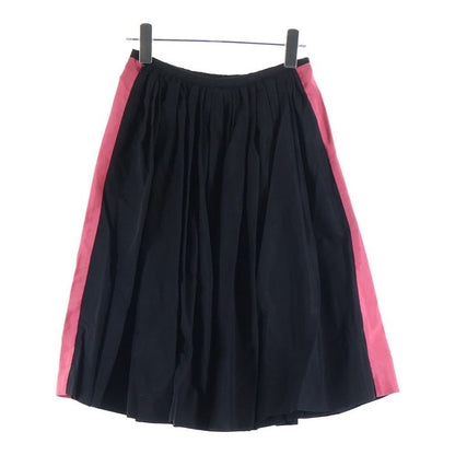 Prada Sideline Gathered Silk Skirt Black Pink