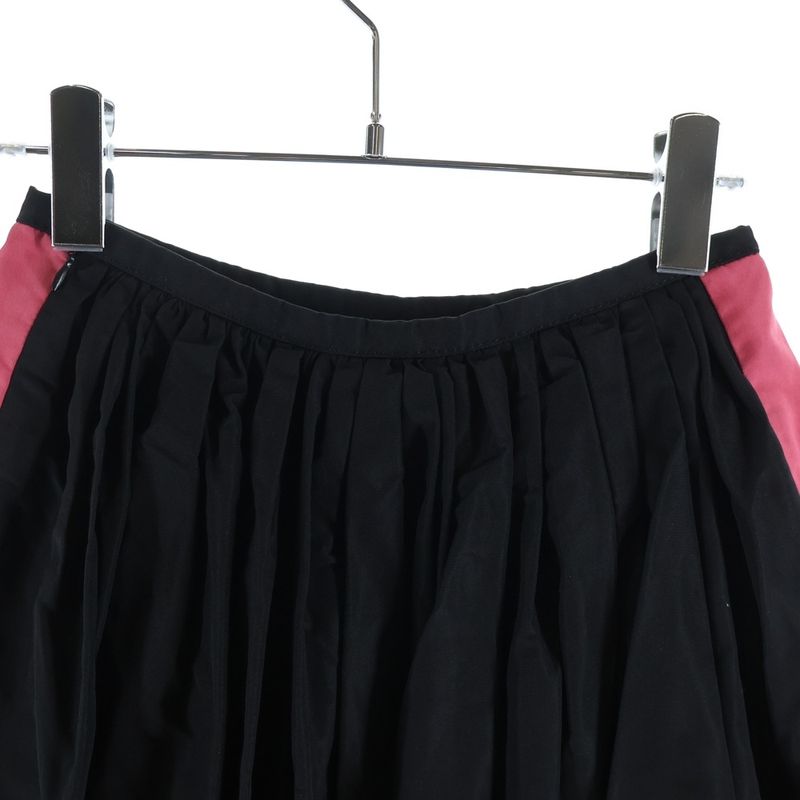 Prada Sideline Gathered Silk Skirt Black Pink