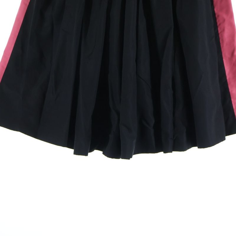 Prada Sideline Gathered Silk Skirt Black Pink