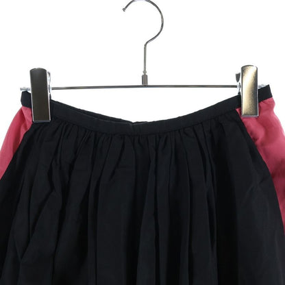 Prada Sideline Gathered Silk Skirt Black Pink