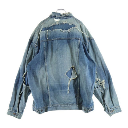 Balenciaga Patched Destroyed Jacket in Acid Blue Patch Indigo