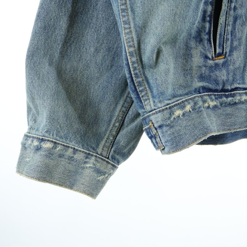 Balenciaga Patched Destroyed Jacket in Acid Blue Patch Indigo