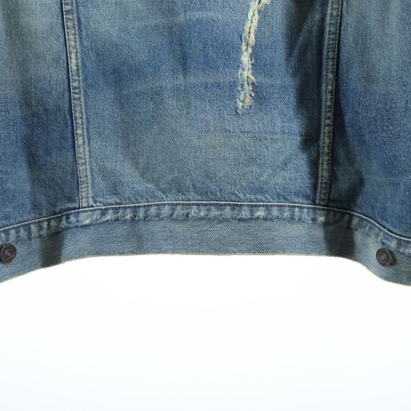Balenciaga Patched Destroyed Jacket in Acid Blue Patch Indigo