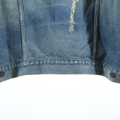 Balenciaga Patched Destroyed Jacket in Acid Blue Patch Indigo