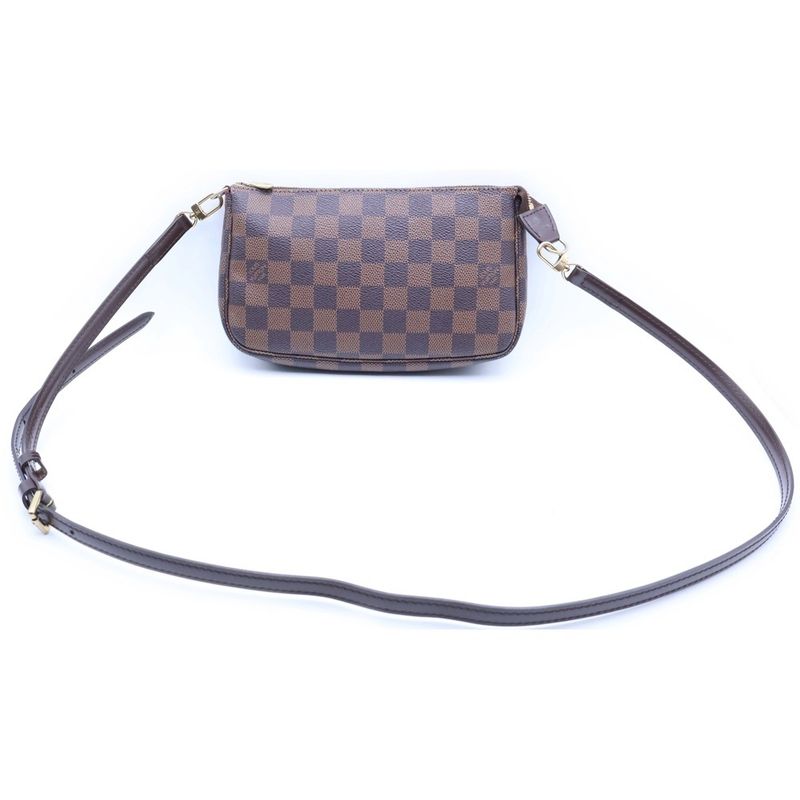 Louis Vuitton Damier Pochette Accessoire Mini Shoulder Bag Brown Leather