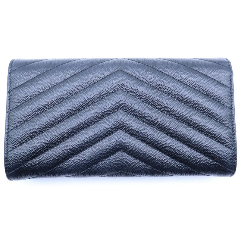 Saint Laurent Paris Cassandra Logo Plate Stitch Leather Wallet Bifold