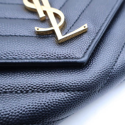 Saint Laurent Paris Cassandra Logo Plate Stitch Leather Wallet Bifold