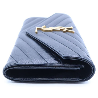 Saint Laurent Paris Cassandra Logo Plate Stitch Leather Wallet Bifold