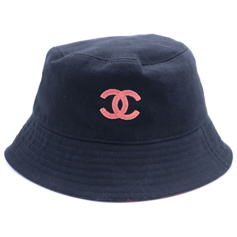 Chanel CC Logo Camouflage Reversible Bucket Hat Black Orange