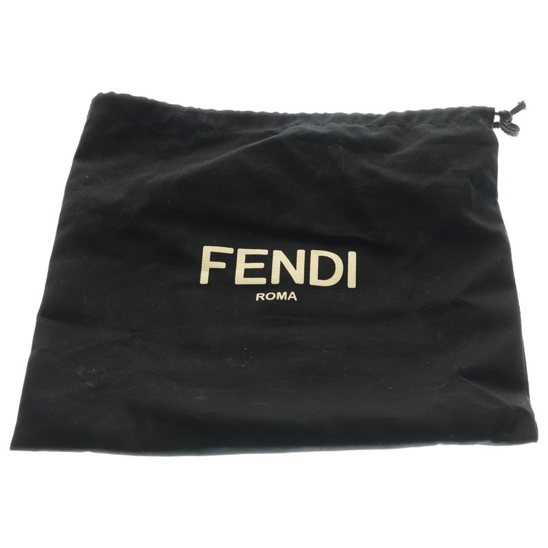 Fendi Peekaboo Cut Mini Shoulder Bag Chain Leather Black