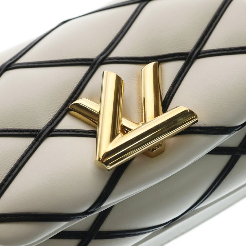 Louis Vuitton Maltage Twist Lock Leather White Black Shoulder Bag