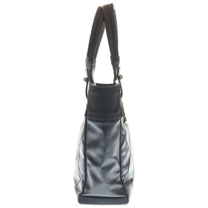 Chanel CC Logo Paris Biarritz Tote PM Handbag Black Leather Silver