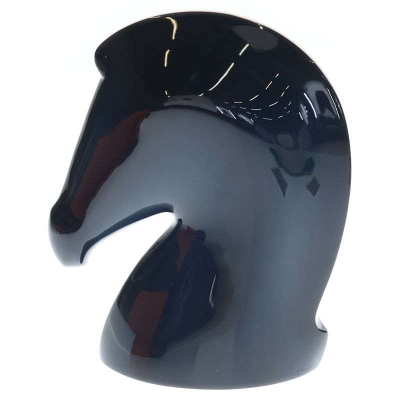 Hermes Samarkand Horse Lacquer Wood Paperweight Interior Navy Hat