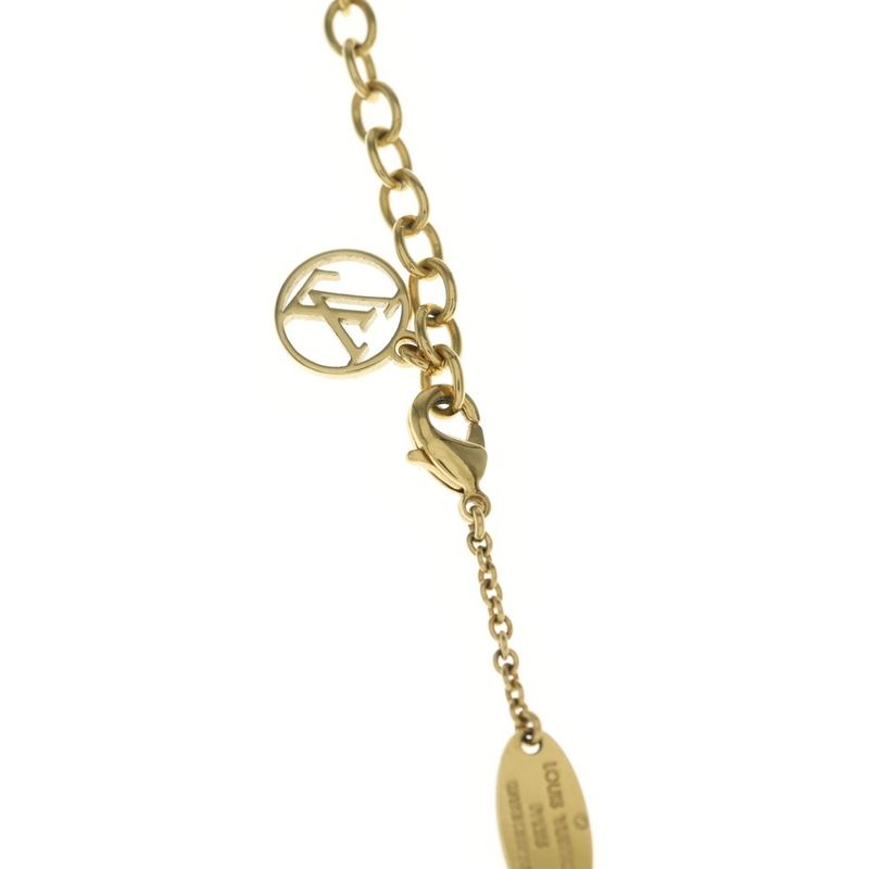 Louis Vuitton Collier Essential Guilloche Necklace Pendant Chain Gold