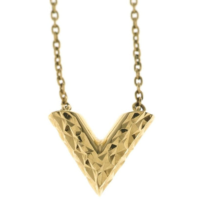 Louis Vuitton Collier Essential Guilloche Necklace Pendant Chain Gold