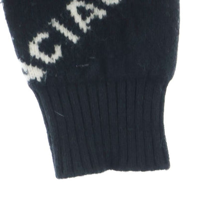 Balenciaga Logo Allover Crew Neck Knit Sweater Black
