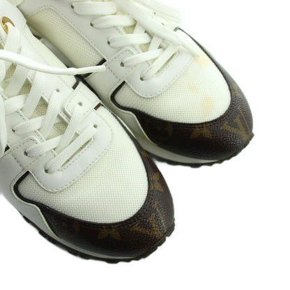 Louis Vuitton Run Away Monogram Sneakers Shoes Leather Logo 38 White Brown