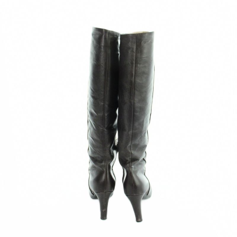 Chanel Long Boots Round Toe Leather CC Logo 39