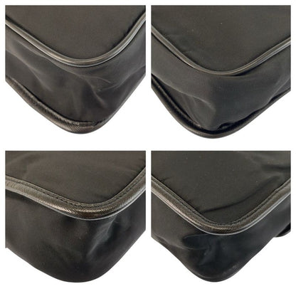 Prada Tessuto Black Silver Nylon Leather Shoulder Bag